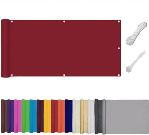Frangivisto Balcono Schermo Protettivo Divisorio Copri Ringhiera Impermeabile,Frangivista per recinzione giardino,Protezione Privacy per Balcone, Terrazza - HDPE UV (Rosso,0.5x3m)