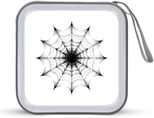Jubonexis Spinnennetz-Linien, Schwarz und Weiß, Gothic-CD-Hülle, DVD-Aufbewahrung, tragbar, für Auto, Zuhause, Reisen