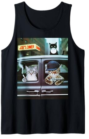 Lustiger Gangster Katze Spruch Mafia Mobster Noir Humor Women Me Tank Top