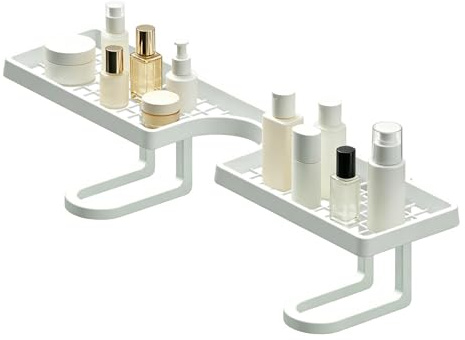 Generico Scaffale per lavello senza foratura, scaffale per rubinetto sopra il lavello, drenaggio facile, organizer da appoggio salvaspazios per cucina e bagno, 50x11x10 cm