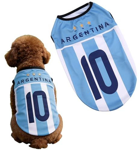 2026 Maglia da calcio per cani in stile Argentina, senza maniche, traspirante, costume sportivo per cuccioli, abbigliamento sportivo da calcio per animali domestici