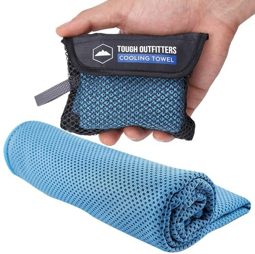 Tough Outdoors Kühltuch 100x30cm - Kühlendes Handtuch - Kühlhandtuch - Cool Towel - Schweißtuch Sport - Handtuch kühlend klein
