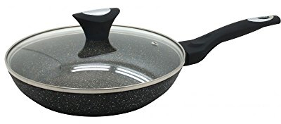 Klausberg Pfanne mit Deckel Bratpfanne 20 bis 30cm Marmor Granit Antihaft Induktion aus Serie Marmo Golden Line (20cm)