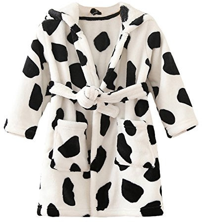 YOLIA Ragazzi Ragazze Robes Bambini con Cappuccio degli Indumenti da Notte Morbido Pile Accappatoi Carino Abiti Housecoat Bianco 5 Anni