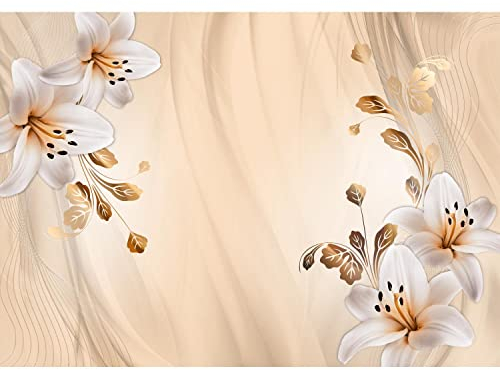 Runa Art Fototapete Blumen Lilien Modern Vlies Wohnzimmer Schlafzimmer - Made in Germany - 308 x 220 cm Beige 9333010b