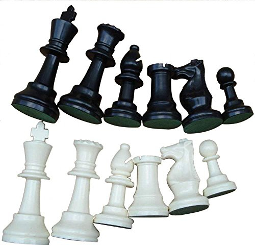 Juego de ajedrez de plástico de reemplazo para torneos internacionales y negro 32 piezas en total(77 mm es el grande)