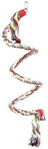 Pssopp Vogelspielzeug Papageien Swing Papageien Spielzeuge Vögel Sitzseil Kletterseil Bunte Spirale Baumwollseil Vogel Spielzeug für Papageien Vögel Vogelkäfig Schaukel