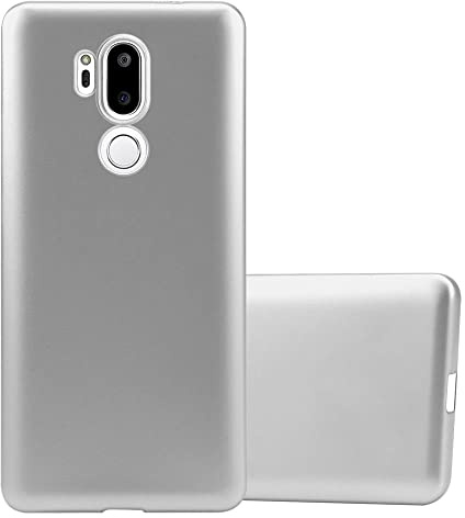 Cadorabo Hülle kompatibel mit LG G7 ThinQ/FIT/ONE Schutzhülle TPU Silikon Case Metallic Design Slim Kratzfest Weiche Gummi mit Rundumschutz Case Hülle für LG G7 ThinQ/FIT/ONE in Silber