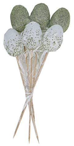 Pos fröhlich glitzernde wetterfeste Kunststoff-Dekoeier als Oster-Stecker Garten-Stecker Blumen-Stecker Set mit je 6 Stück (grüner Glitzer)