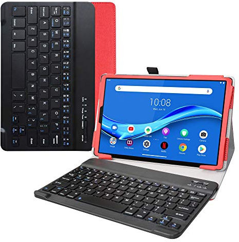 LiuShan Kompatibel mit Tab M10 Plus hülle, Abnehmbare Tastatur hülle mit Ständer für 10.3 Lenovo Tab M10 Plus/Tab M10 FHD Plus (2nd Gen) TB-X606F / Smart Tab M10 Plus Tablet,Rot