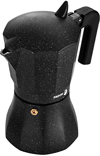 Fagor Tiramisu - Cafetera Italiana 12 Tazas, 600ml, Aluminio Extra-Grueso, NO APTA PARA INDUCCIÓN, Pomo y Mangos Ergonómicos con Toque Frío, Café