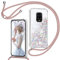 TUUT Funda para Xiaomi Redmi Note 9S/9 Pro/9 Pro MAX con Cuerda, Carcasa Brillante Transparente Silicona Protección Case con Colgante Correa de Cuello Arena movediza Caso con Cadena Cordón, Oro Rosa