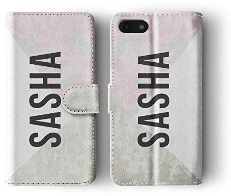 Tirita Personalised Custom Initials Wallet Leather Flip Phone Case/Cover compatible with iPhone Xs Max Camouflage Camo Pattern [34 - Faded Pink]