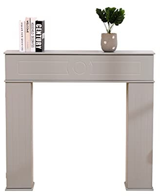 Kingwudo® Wooden Fireplace Console Tables Mantelpiece Fireplace Surround Edge Storage Unit 3 Drawers White/Grey (Grey)