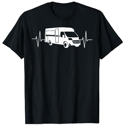 Camping Van Camper Wohnmobil Wohnwagen Herzschlag Linie T-Shirt