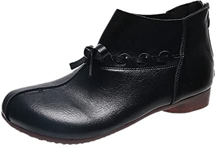 Traspirante Moda Cerniera Tacchi Alti Retro Scarpe Donna Spesse Stivali Brevi Donna Stivali, Nero , 39 EU