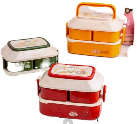NC Lonchera de PP de Doble Capa de Estilo japonés, lonchera de Compartimiento, contenedor de Alimentos para niños y Estudiantes, portátil de 1L y 1.5L
