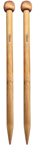 Weabetfu Große Bambus-Stricknadel, gerade, einspitzig, dicke Stricknadeln, Nadel, 25,4 cm Länge, Jumbo-Stricknadeln für riesiges grobes Garn, handgefertigtes Stricken, US-Größe 17 (12 mm)