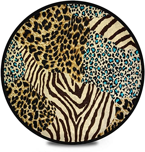makeups1 Rund Groß Teppich Modern Designer In-und Outdoor Teppich Tier-Zebra-Tiger-Leopard-Druck für Wohnzimmer, Schlafzimmer, Kinderzimmer und Arbeitszimmer ø 120 cm