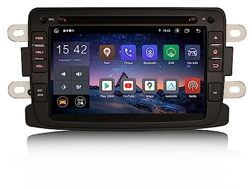 Erisin 7 Inch 8-Core 4GB+64GB Android 14 Car Stereo Bluetooth with Sat Nav for Dacia Sandero Duster Logan Dokker Lodgy Renault Captur Wireless CarPlay Android Auto DSP DAB+ WIFI 4G DVR USB CD Player