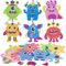 LAMEK 12 Monster Bastelsets Kinder Halloween Kreativsets zum Basteln Kreative Kunsthandwerk Bastelhandwerk mit Moosgummi Aufkleber für Jungen Mädchen Halloweenzeit Karneval Geburtstag