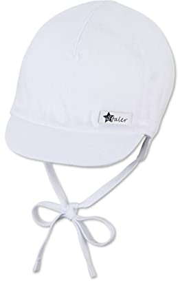 Sterntaler Baby Jungen Schirmmütze Baby Schirmmütze Leinencharakter - Schirmmütze Baby, Baby Mützen - aus Baumwolle - weiß, 43