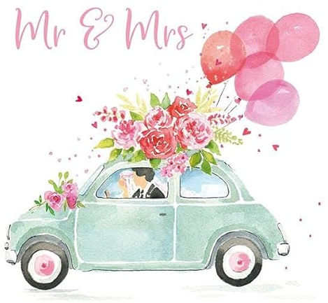 AvanCarte Servietten Hochzeit MR MRS Brautpaar Auto Ballons Blumen Herzen 20 Stück 3-lagig 33x33cm