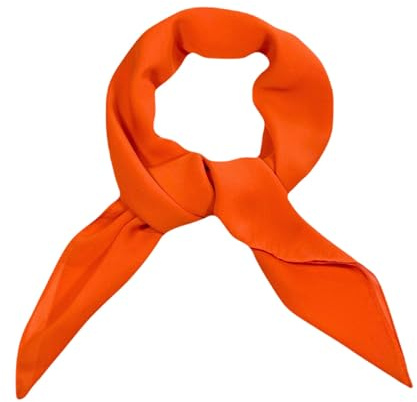 WESTEND CHOICE Square Chiffon Scarves Women Plain Neck Scarf 50s Retro lightweight Bandana Wrap Square women's scarves 65 x 65 cm (Orange)