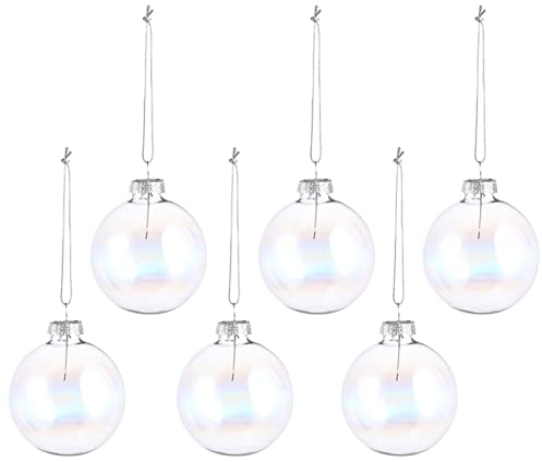 MAGICLULU 6 Stück Klare Befüllbare Deko-Kugeln Aus Glas Transparente Hängende Kugeln DIY-Ornamente Runde Kugeln Für Weihnachten