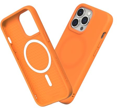 RhinoShield Hülle kompatibel mit [iPhone 13 Pro Max] | SolidSuit - MagSafe-kompatibel -Stoßdämpfende & schlanke Schutzhülle mit Premium Finish - 3.5 Meter Fallschutz - Neon Orange