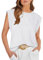 Aokosor T Shirts for Women UK Ladies Summer Tops Basic Casual Tees Cap Sleeve Shirts Size L White