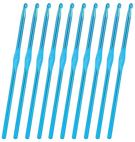 10Pcs 5mm Aluminum Crochet Hook, Knitting Needles Craft Yarn, Crochet Hook for DIY Craft, Gold Crochet Needles for Knitting Scarf(Blue)