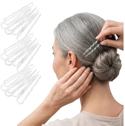 Righe e Pois Forcine Per Capelli Donna Ondulate Fermacapelli Made in Italy, 18 Forcelle Capelli Chignon Classiche in Acetato di Cellulosa - Set da 18 Fermacapelli 7 CM (Trasparente)