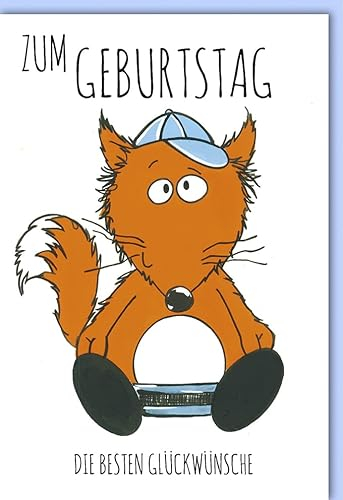 Verlag Dominique Geburtstagskarte für Kinder Fuchs mit Cappy - mit Umschlag