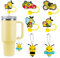 Hikkcos (4+2)4Pack Bee Straw Covers Toppers for Stanley Cups 30&40 Oz with 2PCS Bee Charms Tumbler Silicone Straw Caps Tips for Stanley Tumblers Accessories, Yellow