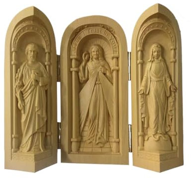 BestAlice Kleine Jesus-Figuren, Unser Vater Im Himmel, Christliches Dekor, Katholische Holzstatue, Skulptur, Krippenfamilie, Statue von Jesus, zu öffnende Holzzylinder-Skulptur von Jesus