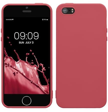 kwmobile Housse Compatible avec Apple iPhone SE (1.Gen 2016) / iPhone 5 / iPhone 5S Coque - Housse de téléphone Protection Souple en Silicone - Rose foncé