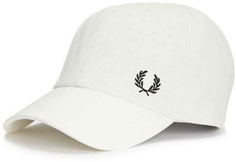 Fred Perry Baseballkappe für Herren und Damen, klassisches Piqué-Design, Schneewittchen, Einheitsgröße, schneeweiß, Einheitsgröße