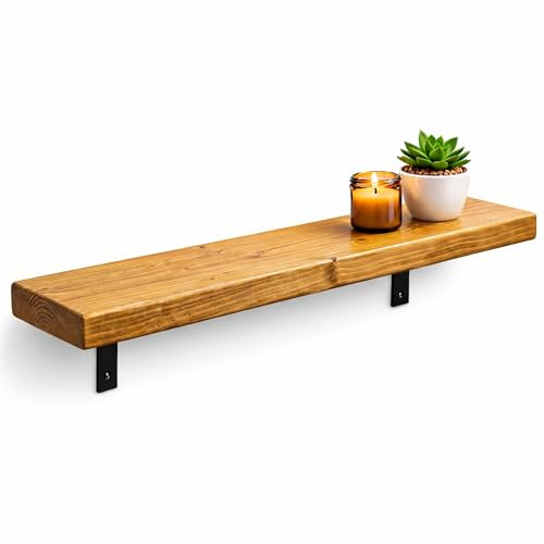 MKGT Radiator Shelf Solid Wood with Brackets | Rustic Wood Above Radiator | Radiator Cover Shelf for Hallway & Living Room – UK Handmade (Rustic Pine, 100 cm)