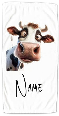 GRAZDesign Handtuch lustige Kuh mit Namen Duschtuch für Frauen und Männer, Strandtuch - 100x50cm