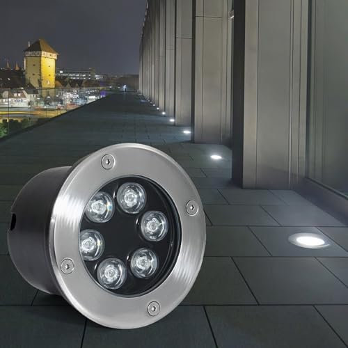 Bodenleuchte für den Außenbereich, vergrabene Lichter, IP66, wasserdicht, rund, LED-Untergrundleuchte, AC85–265 V, Strahler für Garten, Gehweg, Auffahrt, Deck, Terrasse, Landschaftslampe (lila, 9 W)