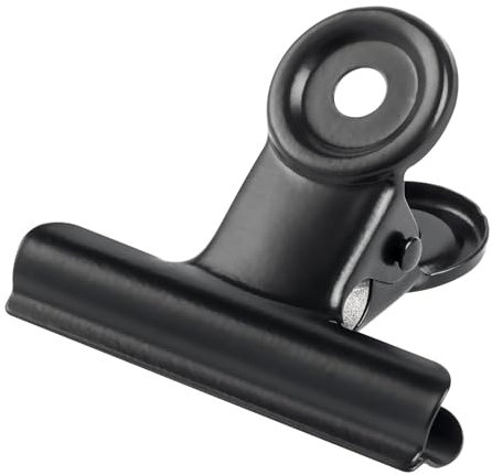 GUOKOFF 12 Pcs Large Bulldog Clips, 50mm Binder Clips, Metal Hinge Clips Binder Paper Clamp for Crafts Photo File Office (Black)