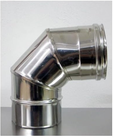 Codo curvo de 90° de acero inoxidable de una sola pared para chimenea, diámetro de 120 mm
