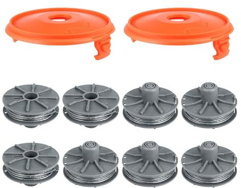 Landrain 8 Stück Fadenspule für Gardena 5307-20 Rasentrimmerfaden, Trimmer Ersatzfadenspule mit 2*spulendeckel 5344-20,ø 1,6 Mm