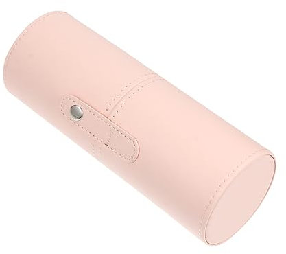 Baluue Makeup Brush Storage Bucket Pu Leather Cosmetic Brush Holder Dustproof Lid Small Size Portable Makeup Storage Box for Travel and Vanity