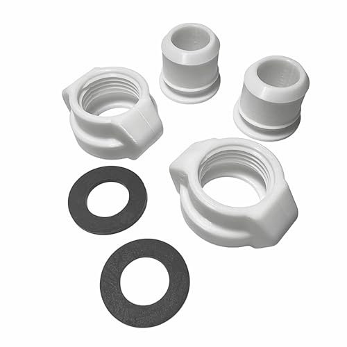 WiseWave Premium 2-Pack Replacement Parts B/C Water Pipe with 2B/C Seals Gaskets Washers White Coupling Screw Nut Connector and Nipple Compatible with Bestway Lay Z Spa Coleman AirJet Hot Tubs