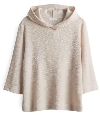 OPUS Damen Dreiviertelarmshirt | Kapuzenshirt SUKUFI Structure Regular in Strickoptik Natural Glaze, 36