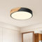 Kambo Plafonnier LED Rond en Bois Noir 24W Ø30cm, Luminaire Moderne Plat nordique à Panneau Intégré 3000K 2400LM pour Salon Chambre Cuisine Couloir – Facile à Installer