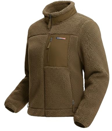 Pioneer Camp Damen Fleecejacke Winter 550g Extra Warm, Winddicht, Stehkragen - Für Skifahren, Wandern, Klettern (Outdoor) - Ohne Kapuze(Autumn Maple;L)