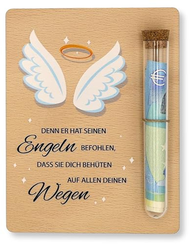 ZUKLA Verpackung für Geldgeschenke Schutzengel - 13 x 10 cm - mit Reagenzglas - Geschenk für Jungen & Mädchen - Kommunion Konfirmation Taufe